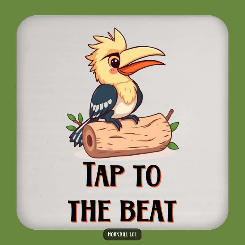 Funny Hornbill Rhythm Coaster: Musician Bird Drink Protector, Humorous Gift