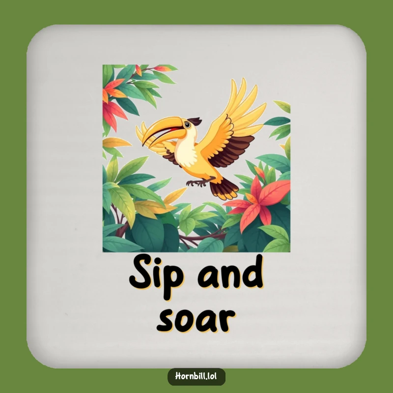 Funny Hornbill Soaring Coaster: Elegant Bird Flight Table Protector Gift