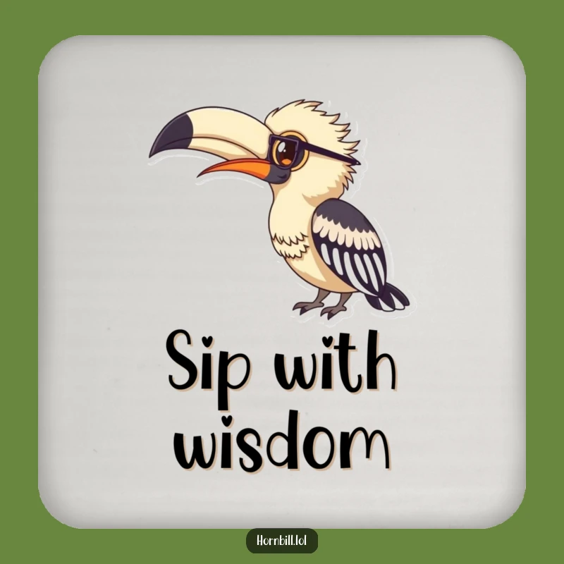 Funny Hornbill Spectacles Drink Coaster - Protect Surfaces with Wit