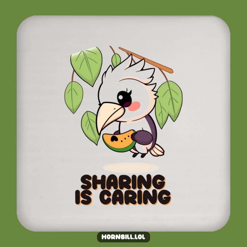 Funny Kawaii Hornbill Coaster - Cute Birdie Fruit Sharing Gift