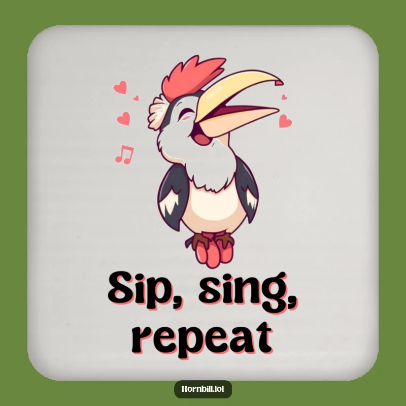 Funny Kawaii Hornbill Singing Coaster - Protect Surfaces with Music