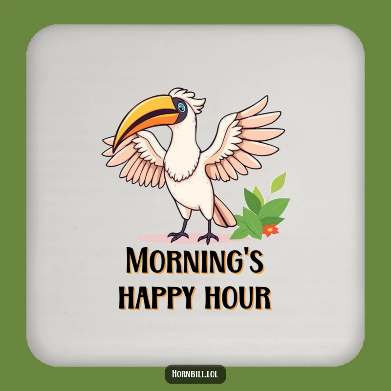 Funny Happy Hornbill Stretching Coaster - Protect Surfaces with Sunshine
