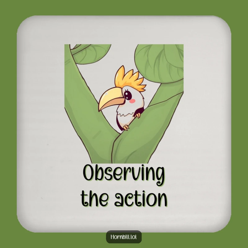 Funny Kawaii Hornbill Coaster: Protect Surfaces with Curious Bird Style, Gift