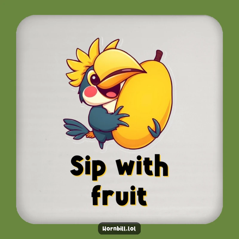 Funny Drink Coasters: Hornbill's Fruit Fun for Protecting Tables with Charm