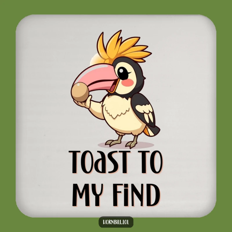Funny Kawaii Hornbill Coaster: Enthusiastic Pebble Protection, Perfect Gift