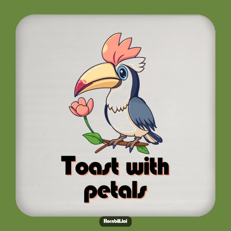Funny Kawaii Hornbill Flower Coasters for Elegant Surfaces