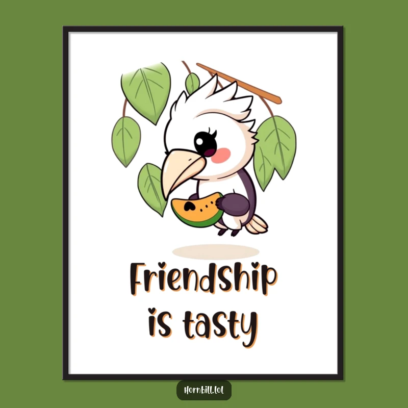 Funny Hornbill & Friend Poster - Kawaii Bird Art Print Gift