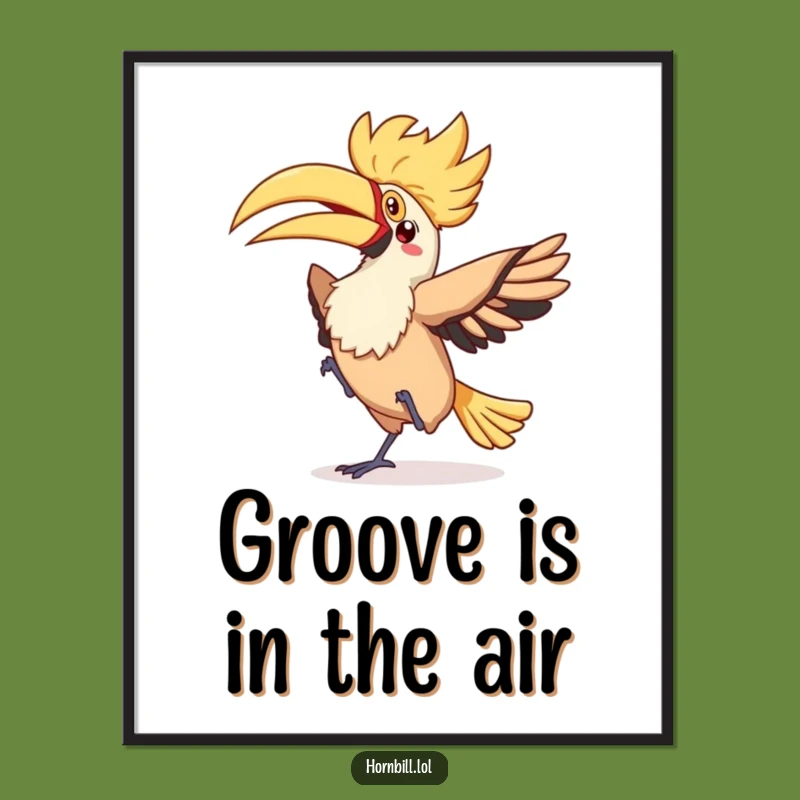 Funny Kawaii Hornbill Dance Poster - Silly Wall Art Gift