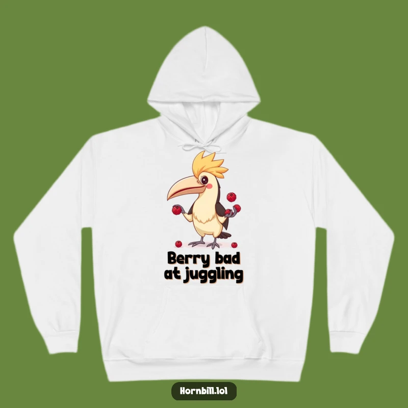 Cozy Funny Hornbill Juggler Hoodie - Warm Birdy Chaos, Perfect Funny Gift