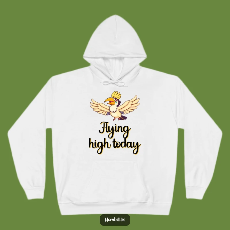 Cozy Funny Hornbill Rainbow Flyer Hoodie - Warm Birdy Flight, Perfect Funny Gift