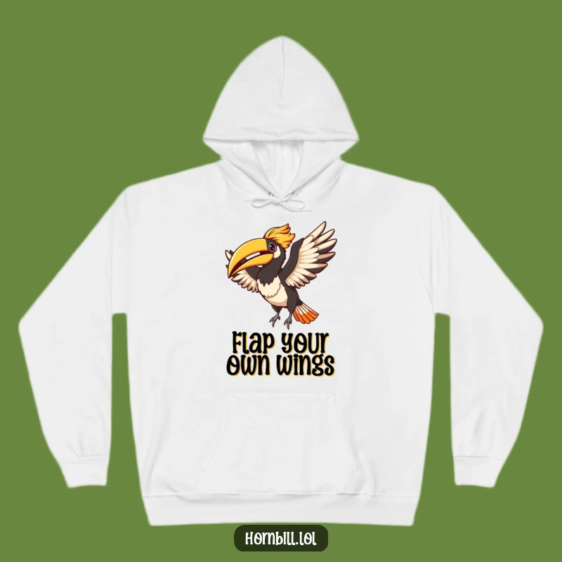 Cozy Funny Adorable Hornbill Flapping Wings Hoodie - Warm & Hilarious Gift