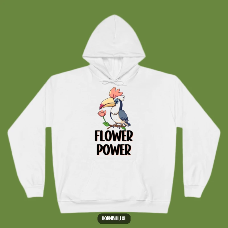 Cozy Funny Kawaii Hornbill Flower Hoodie for Gentle Comfort