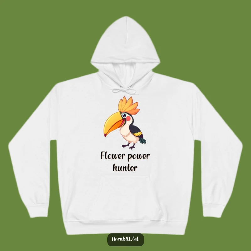 Cozy Funny Hornbill Flower Peck Hoodie - Warm Birdy Bloom, Perfect Funny Gift