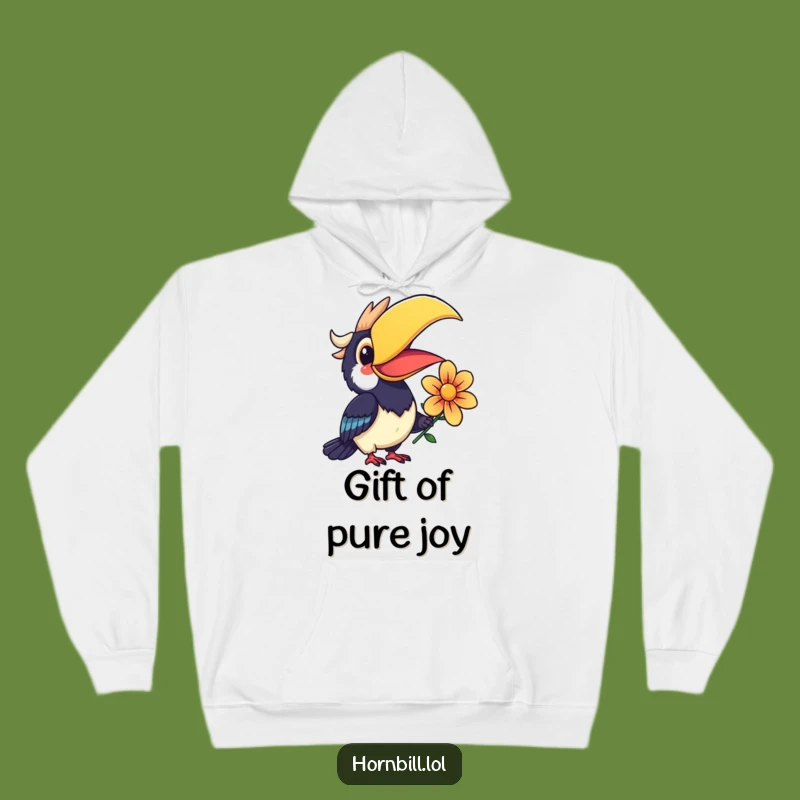 Funny Kawaii Hornbill Hoodie: Cozy Smiling Flower Bird Apparel, Great Gift