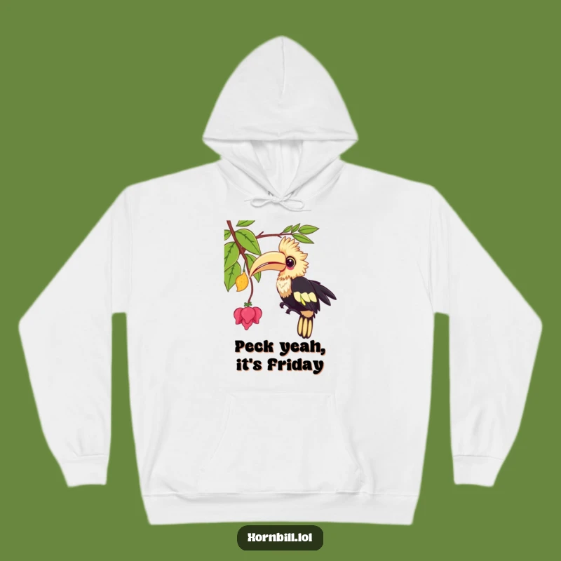 Cozy Funny Kawaii Hornbill Hoodie: Playful Pecking Bird, Warm Gift Choice