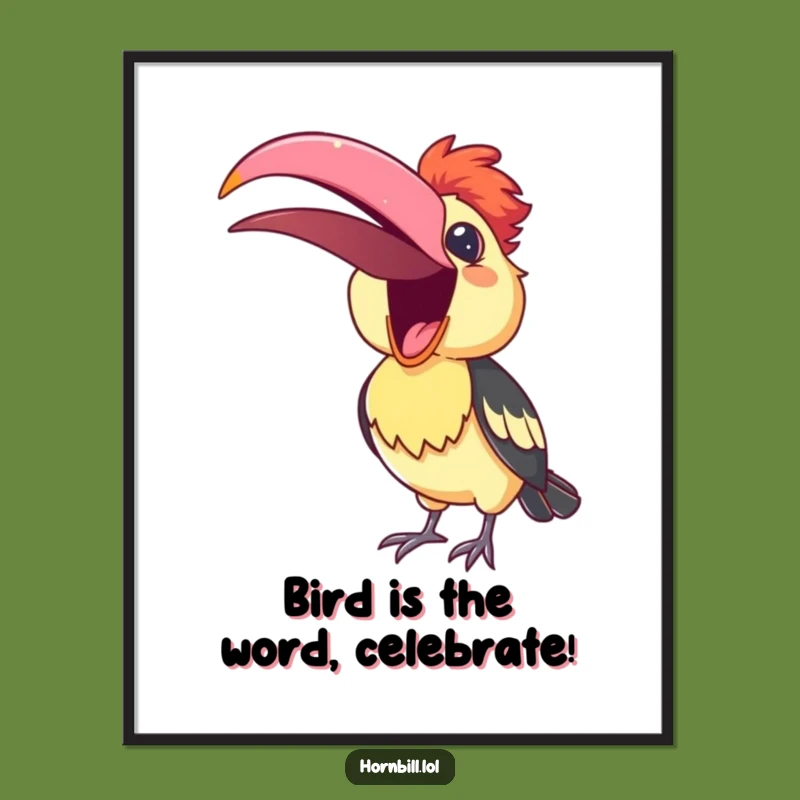 Free Printable Wall Art: Singing Hornbill, Humorous Downloadable Decor for a Cheerful Home Atmosphere