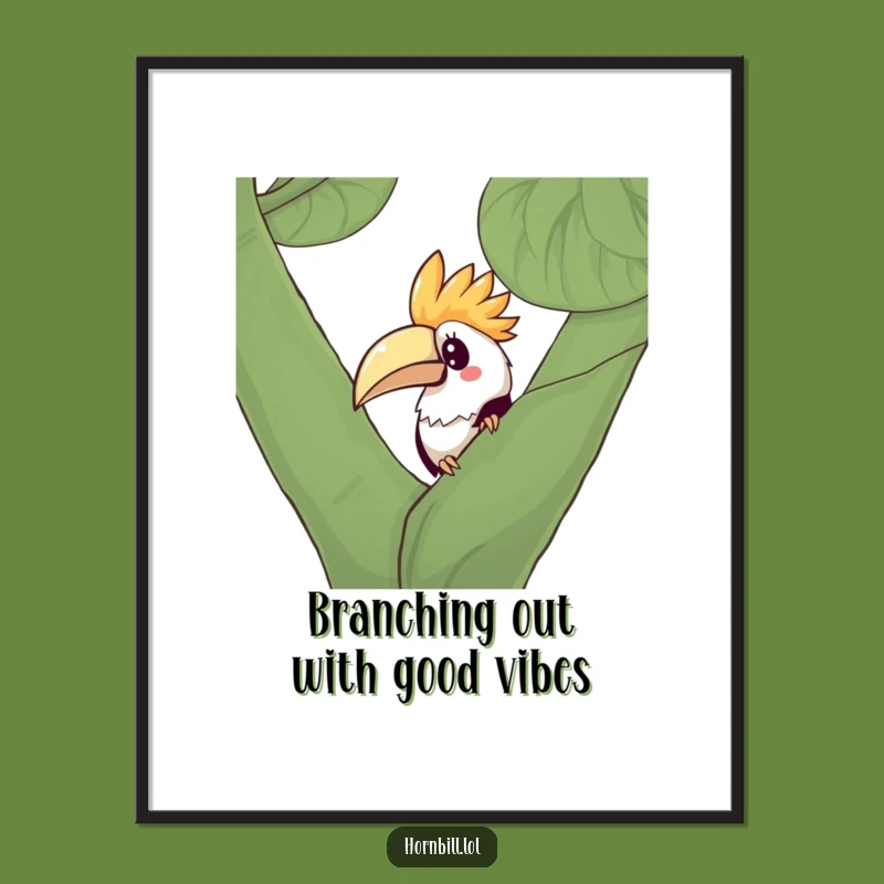 Free Printable Wall Art: Curious Kawaii Hornbill - Funny Cute Downloadable Art