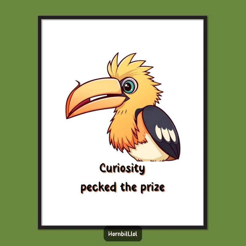 Funny Free Printable Wall Art: Curious Hornbill Peering Downloadable Art Print