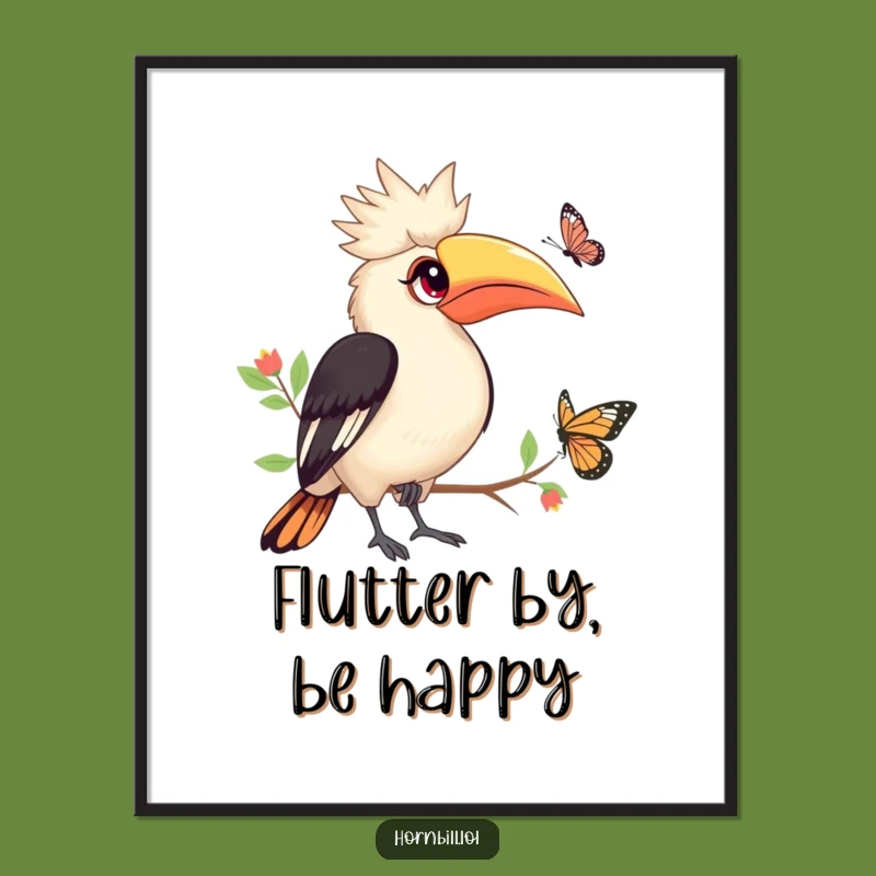 Free Printable Hornbill Wall Art: Butterfly Watch Funny Downloadable Decor