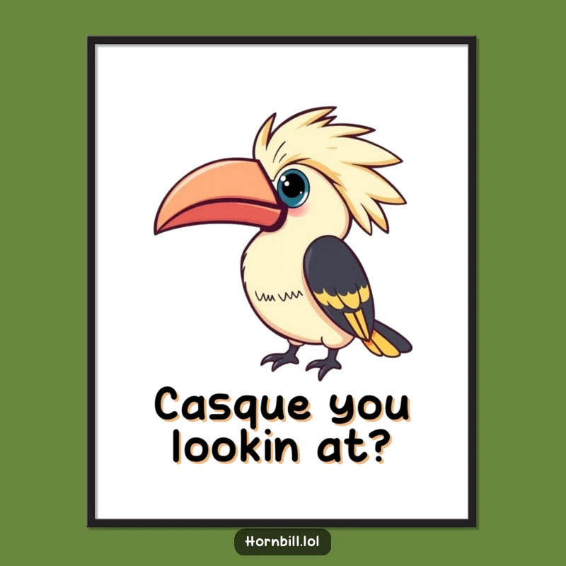 Free Printable Hornbill Wall Art: Curious Kasque Funny Downloadable Decor