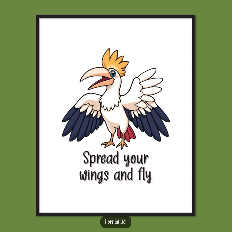 Funny Free Printable Hornbill Art: Energetic Wings Downloadable Decor