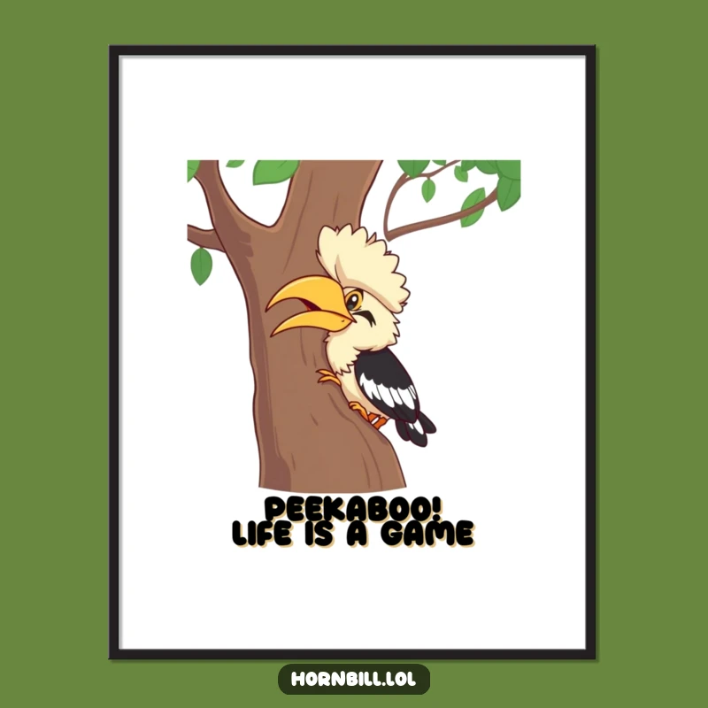Funny Free Printable Hornbill Hide-and-Seek Wall Art - Downloadable Humorous Decor