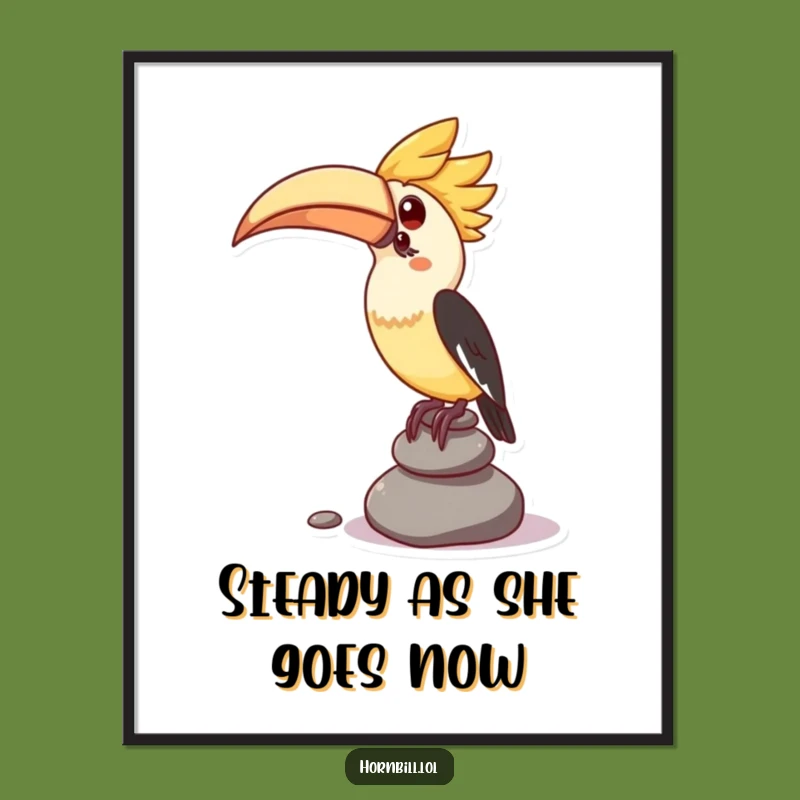 Funny Free Printable Wall Art: Hornbill Balancing Act, Pebble Stack, Quirky Downloadable Decor