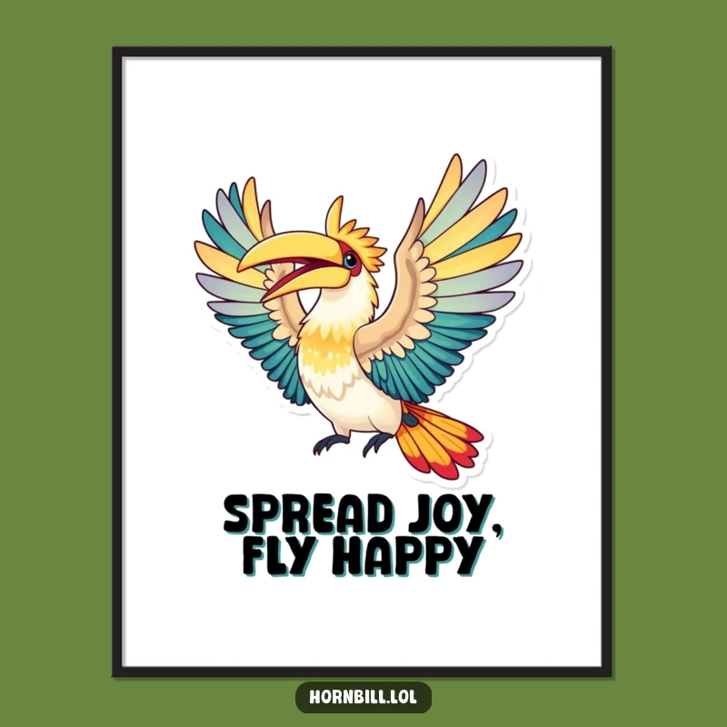 Funny Free Printable Wall Art: Elated Hornbill Flight Downloadable Art Print