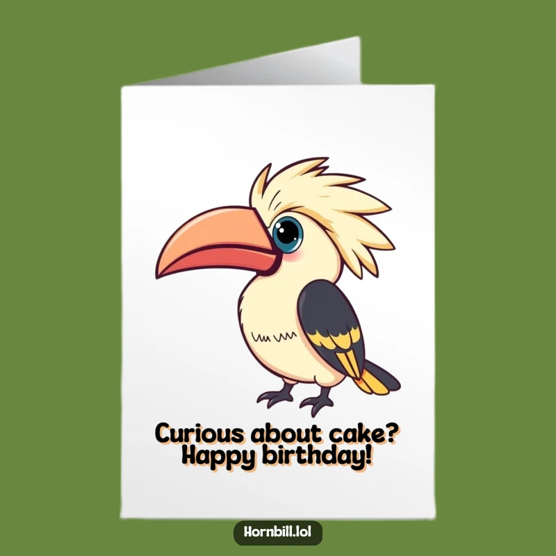 Free Printable Hornbill Birthday Card: Curious Kasque Funny Downloadable