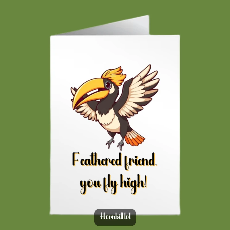 Free Printable Birthday Card: Adorable Hornbill Flaps Joyfully, Funny Downloadable Gift