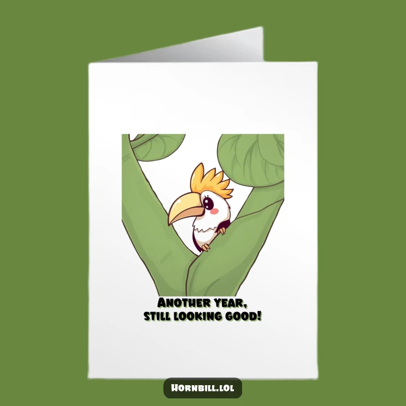 Free Printable Birthday Card: Curious Kawaii Hornbill - Funny Downloadable Funny Gift