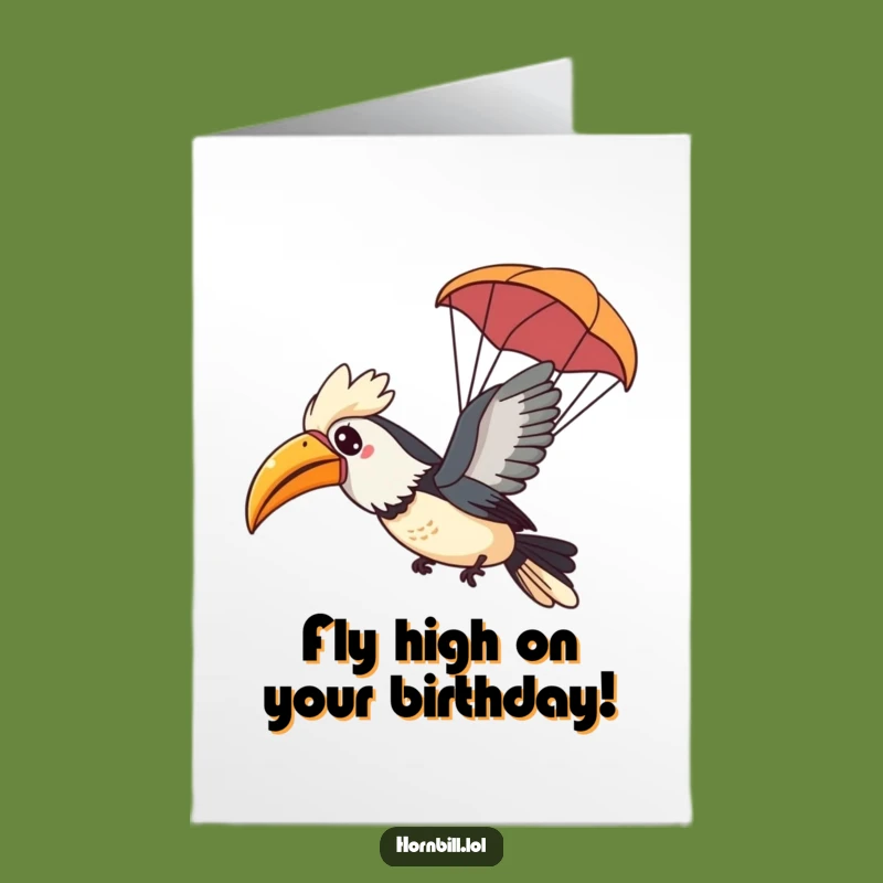 Free Printable Birthday Card: Gliding Hornbill - Funny Downloadable Gift
