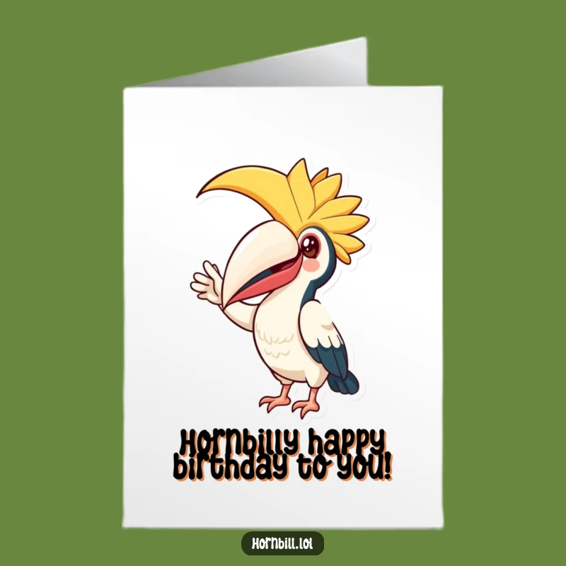 Free Printable Birthday Card: Happy Hornbill Wave Funny Downloadable Gift