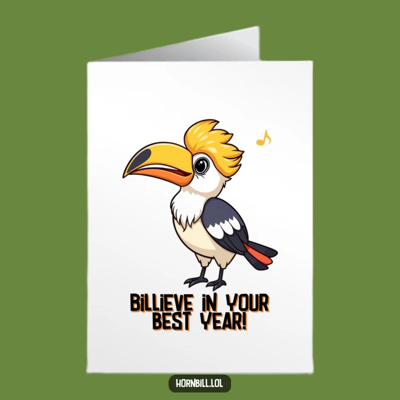 Free Printable Hornbill Birthday Card: Funny Whistling Bird Downloadable Gift for Instant Joy