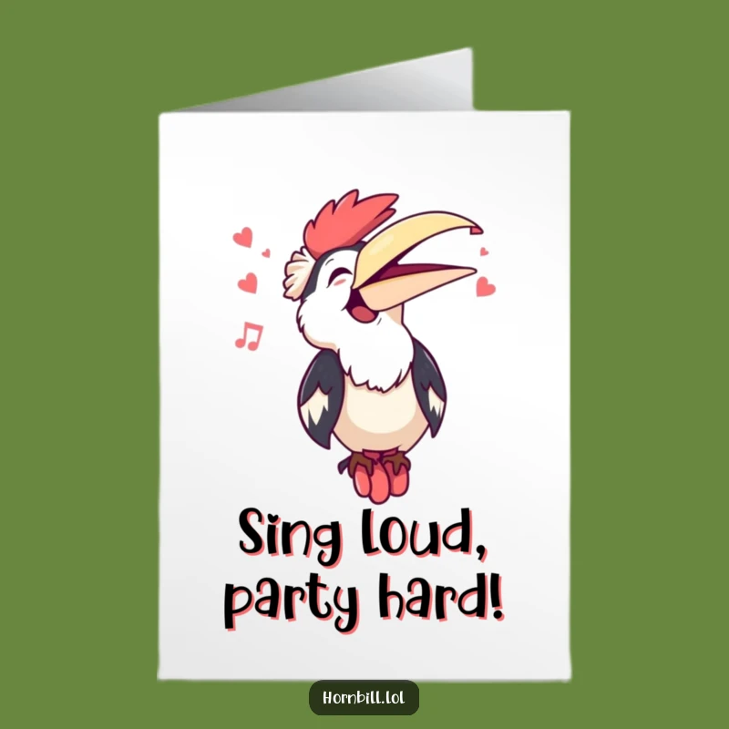Free Printable Kawaii Hornbill Birthday Card: Cute Downloadable Gift of Song