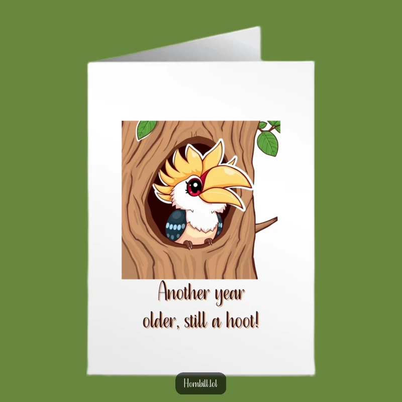 Free Printable Kawaii Hornbill Card: Funny Birthday Downloadable Gift for Bird Lovers