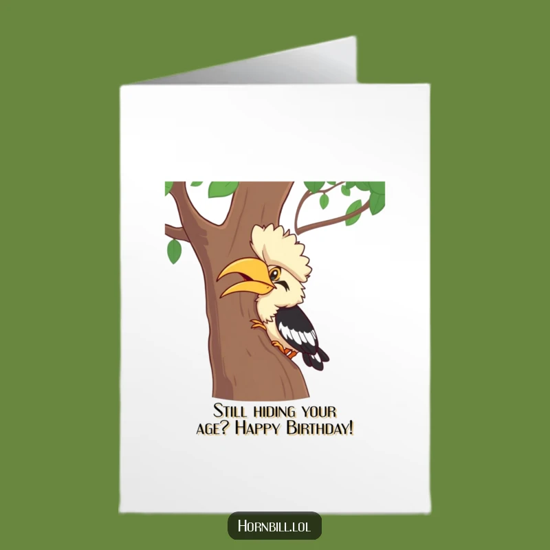 Funny Free Printable Hornbill Hide-and-Seek Birthday Card - Downloadable DIY Gift