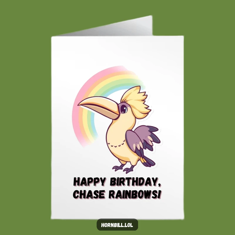 Free Printable Kawaii Hornbill Birthday Card - Rainbow Curiosity Downloadable Gift