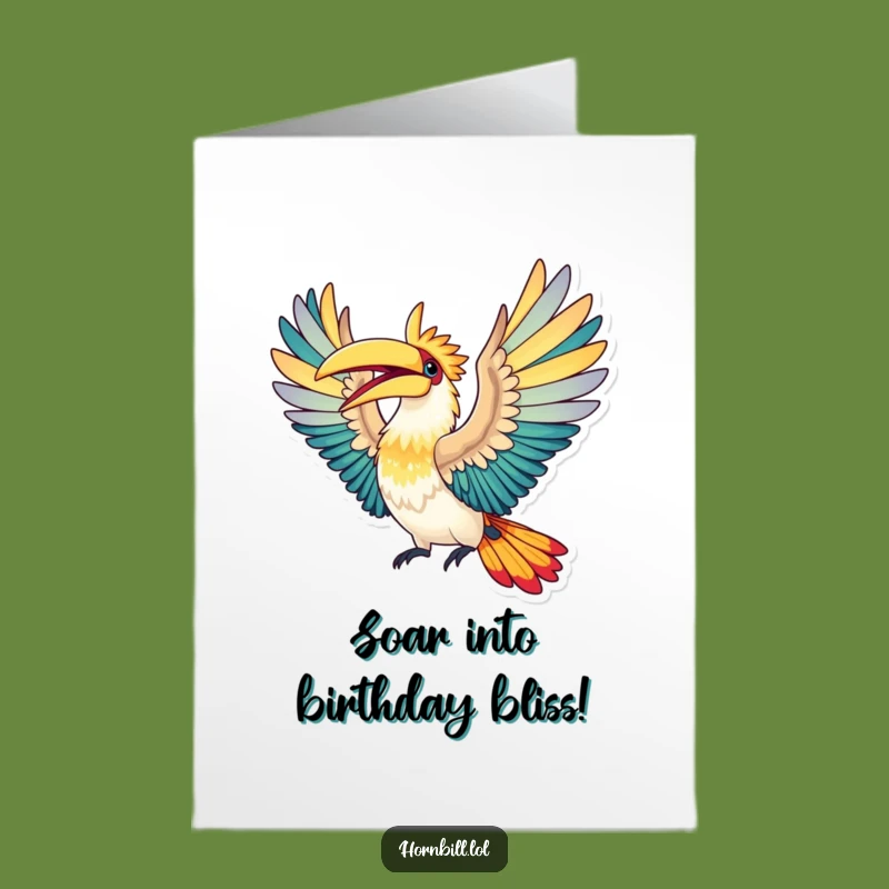Free Printable Birthday Card: Elated Hornbill Flight Funny Downloadable Gift