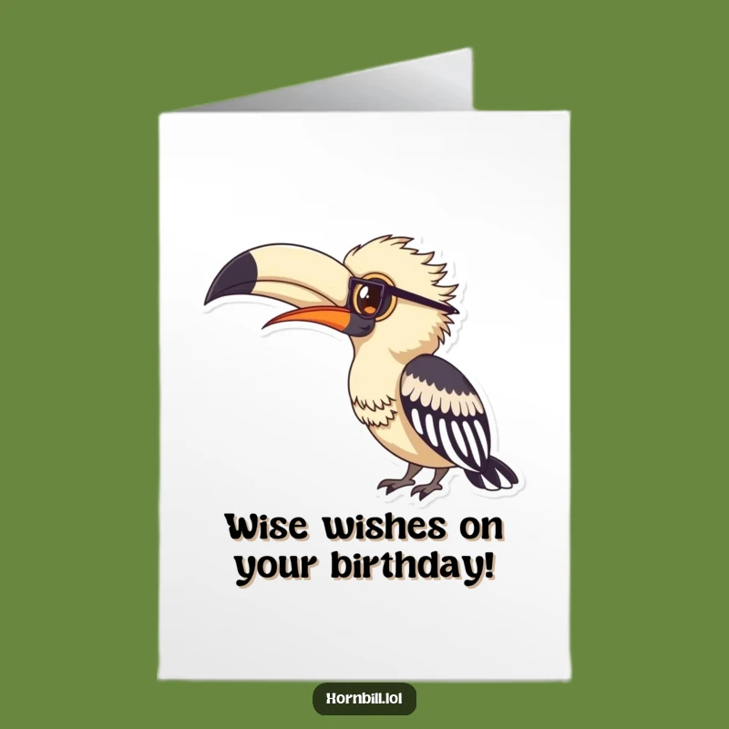 Free Printable Funny Hornbill Birthday Card: Studious Feather Fan Downloadable