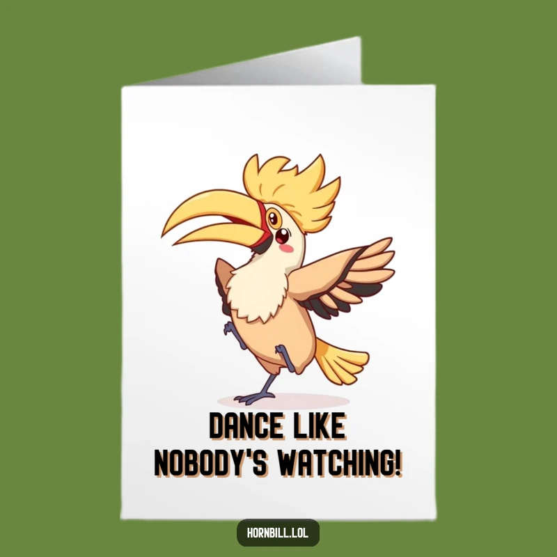 Free Printable Congrats Card: Silly Hornbill Dance Humorous Downloadable Gift