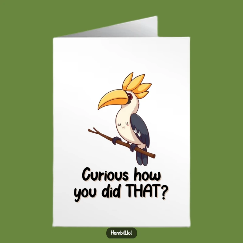 Free Printable Congrats Card: Curious Hornbill Success Digital Download Gift