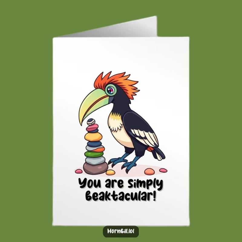 Free Printable Congratulations Card: Humorous Hornbill Pebble Mastery - Downloadable Success Gift