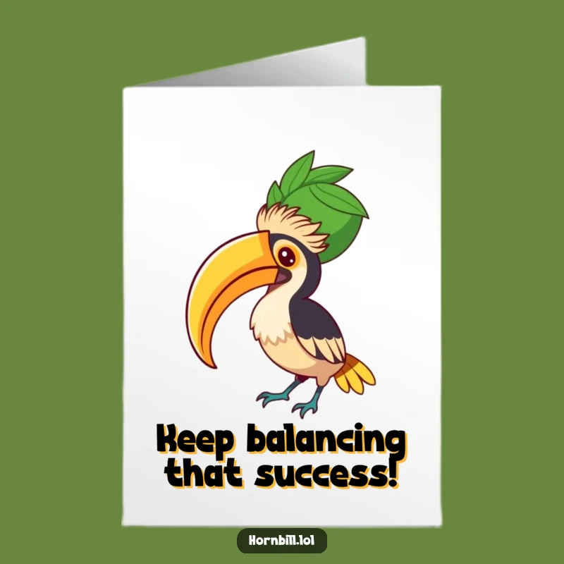 Free Printable Hornbill Congrats Card: Fruit Balance Master Funny Downloadable Gift