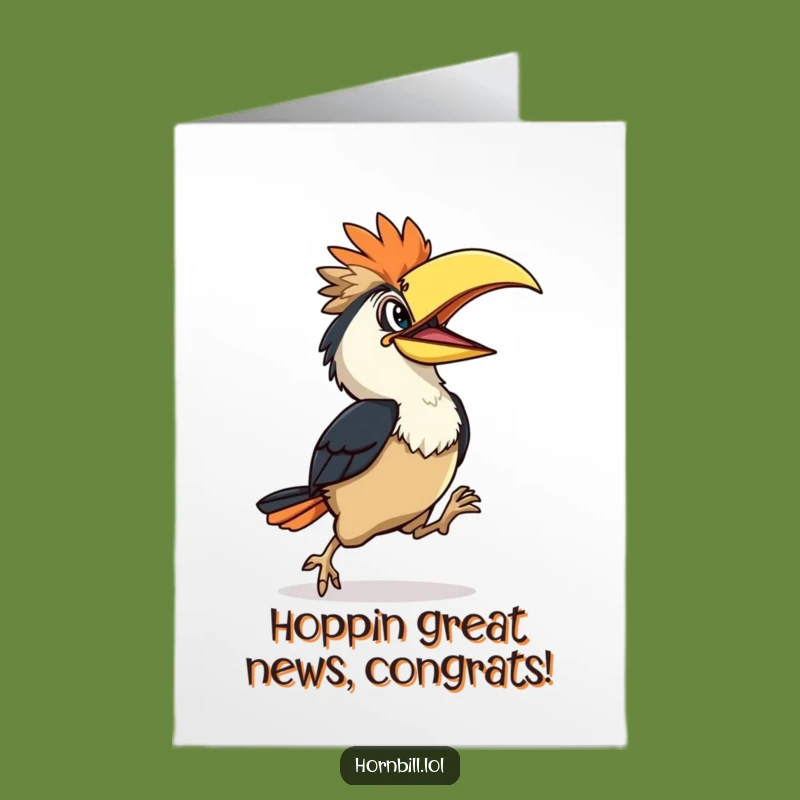 Free Printable Hornbill Congrats Card: Happy Hop for Big Wins