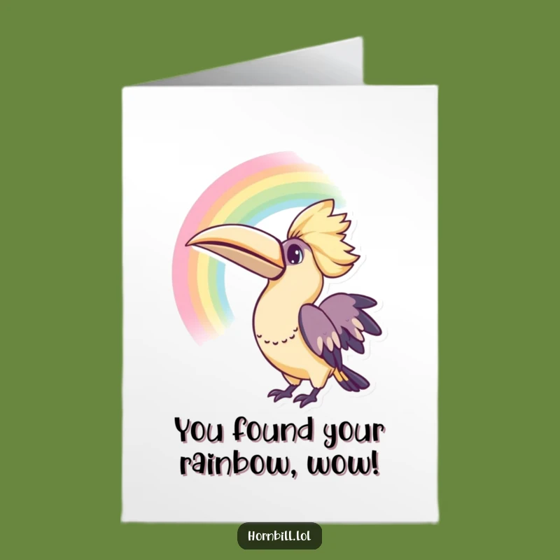 Free Printable Kawaii Hornbill Congrats Card - Rainbow Wonder Downloadable Gift