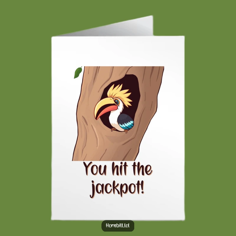 Free Printable Congrats Card: Curious Hornbill Peeking Funny Downloadable Discovery