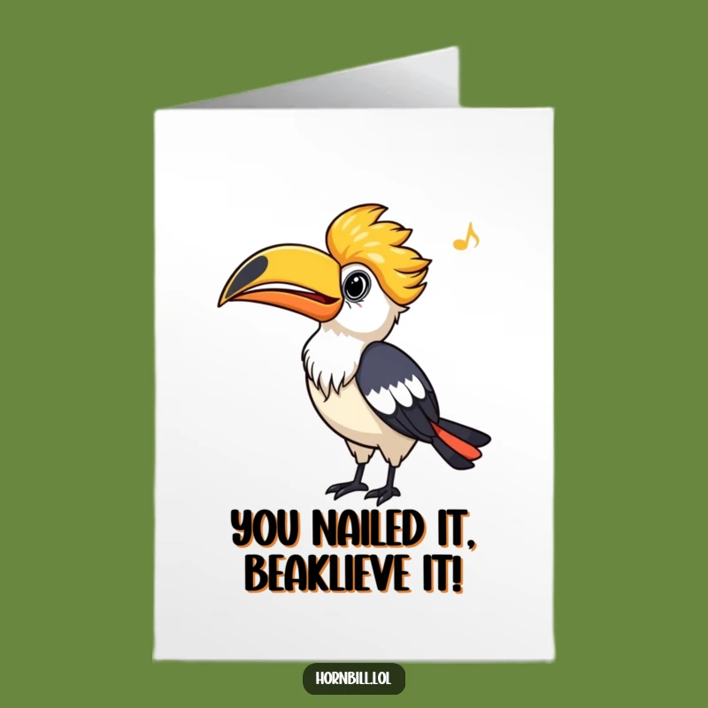 Free Printable Hornbill Congratulations Card: Joyful Whistling Bird Downloadable for Instant Celebration