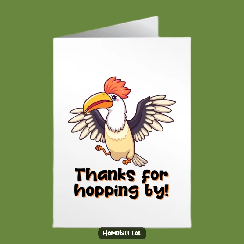 Free Printable Hornbill Hop Thank You Card: Express Thanks with Joy