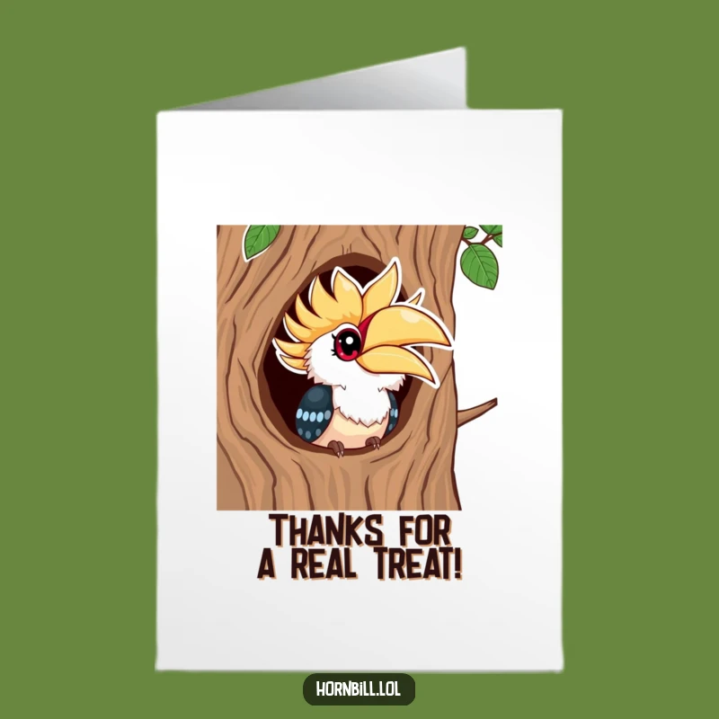 Free Printable Hornbill Thank You Card: Cute Downloadable Gift for Expressing Gratitude